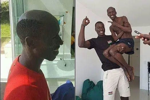Is Kemboi taunting rivals with this baldish baba yao haircut? 1 Photos of Ezekiel Kemboi at the Olympics village that have been shared widely on social media. PHOTOS | COURTESY