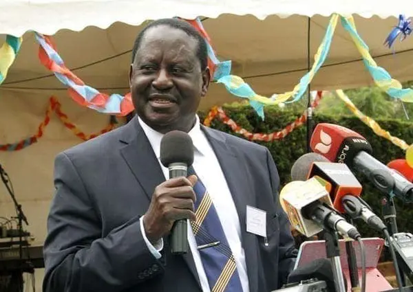 Cord leader Raila Odinga speaks at Centiana School in Nairobi on July 15, 2016. The former Prime Minister said he was keen to form a broad coalition by bringing on board key leaders. PHOTO | ANTHONY OMUYA | NATION MEDIA GROUP