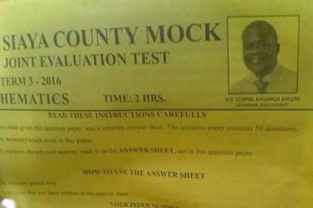 Siaya Governor’s Photo on Exam Papers Stirs Social Media