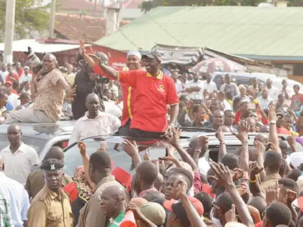 Deputy President William Ruto Deputy President William Ruto and National Assembly majority leader Aden Duale arrive at the Tononoka Grounds, Mombasa, yesterday /JOHN CHESOLI