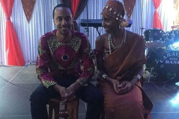 Jomo Kenyatta and his bride Achola Ngobi PHOTOS: Uhuru welcomes in-laws in Kikuyu marriage rite