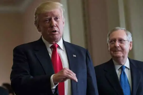 US President-elect Donald Trump US President-elect Donald Trump speaks to the press with Senate Majority Leader Mitch McConnell (right) following a meeting at the Capitol in Washington, DC, on November 10, 2016. PHOTO | NICHOLAS KAMM | AFP