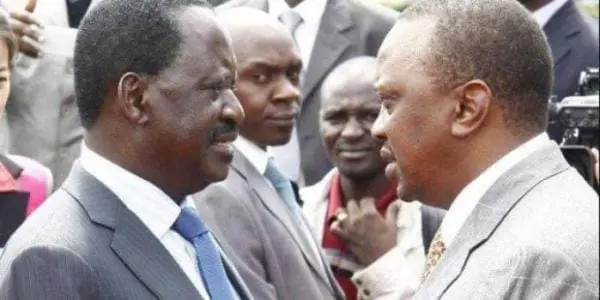 CORD leader Raila Odinga and President Uhuru Kenyatta raouhuru
