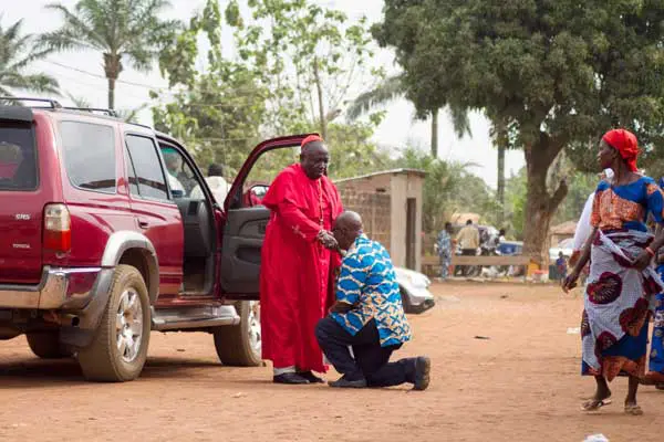 Cardinals of the Very Holy Church of Jesus Christ of Baname arrive at the Nazareth church in Djidja on February 25, 2017. PHOTO | AFP