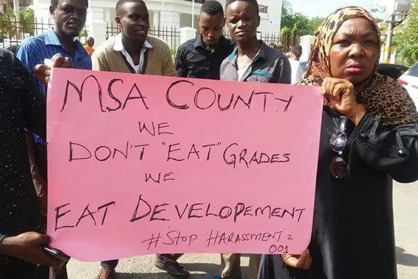 Mr Joho's supporters protest in the streets of