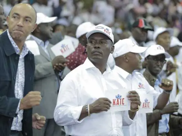 Peter Kenneth and Kabogo attends the launch of KICA: Governor aspirants Peter Kenneth (Nairobi), William Kabogo (Kiambu) during the launch of Kenya Independent Candidates Association launch at Kasarani gymnasium, Saturday, May 20, 2017. /COURTESY