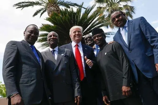 G7 member states to cooperate with Africa is solving woes 4 Kenya's President Uhuru Kenyatta, Guinea's President Alpha Conde, US President Donald Trump