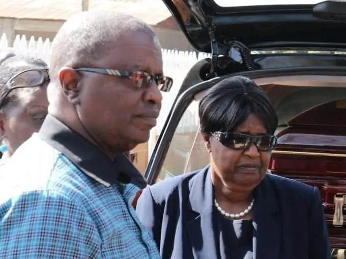Amos Ntimama with his wife Dorcas during the funeral of his father the late Former heritage minster William ole Ntimama in September last year. /FILE