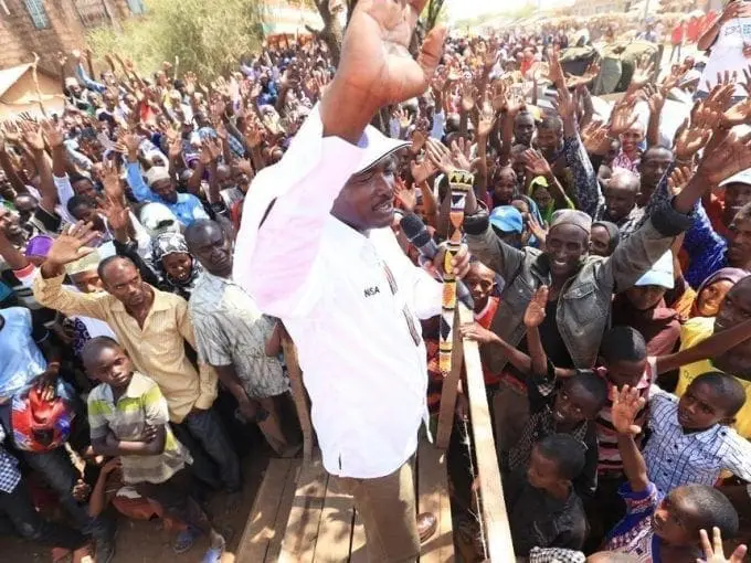 VIDEO: There is nothing wrong with forcing Mutua supporter out of matatu - Kalonzo 1 Wiper leader Kalonzo Musyoka addresses residents in Kinna, Isiolo county, March 4, 2017. /DENNIS KAVISU