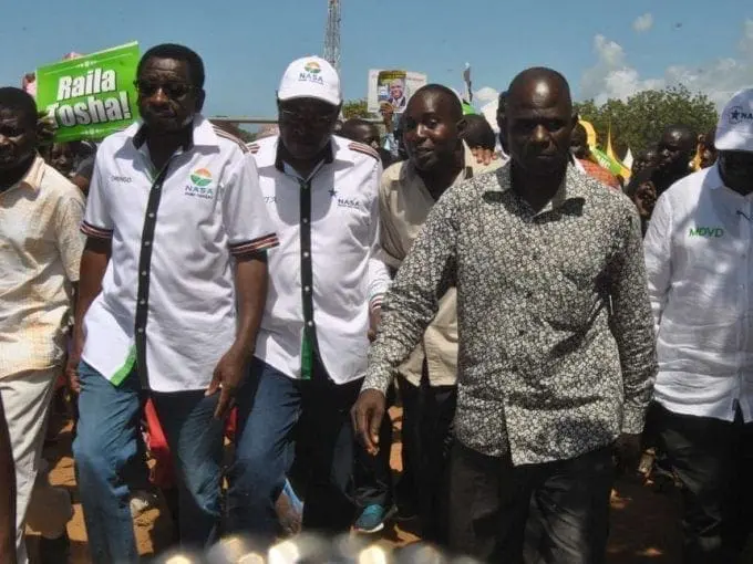 NASA leaders oppose curfew in Tana River, Lamu and Garissa 1 NASA leaders James Orengo, Moses Wetangula, and Musalia Mudavadi (R) with local leaders from Magarini after a rally in Gongoni on July 9