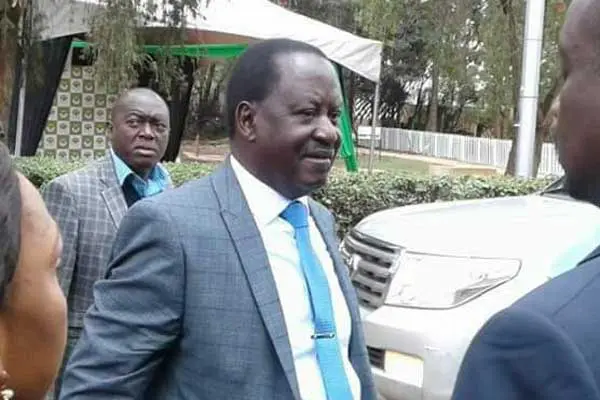 Nasa flag bearer Raila Odinga arriving at Bomas