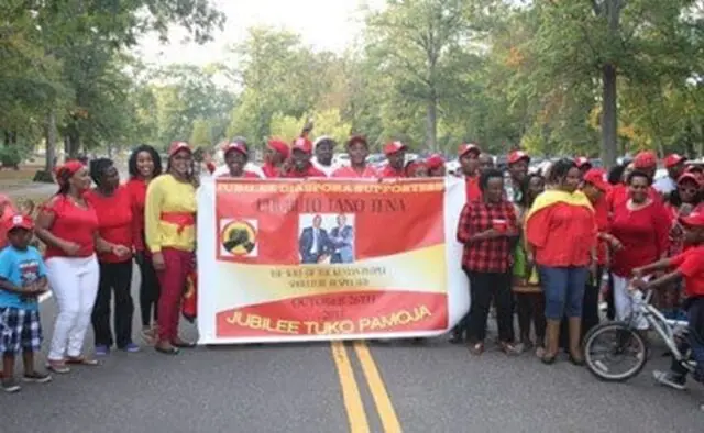 President Uhuru Kenyatta supporters in US stage demos