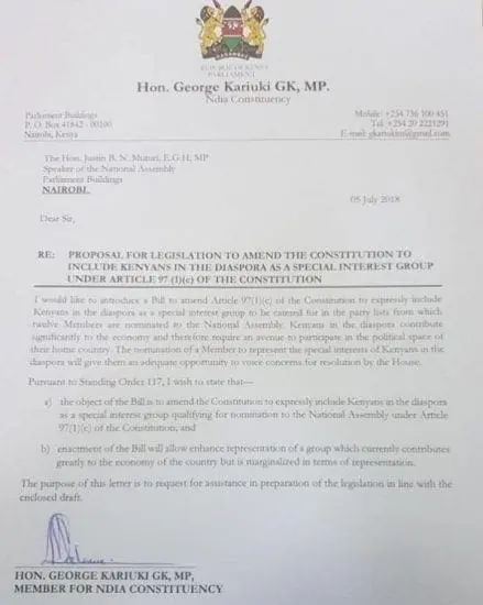 Kenyan Diaspora Governor? Kenyan MP asks “Why Not?”