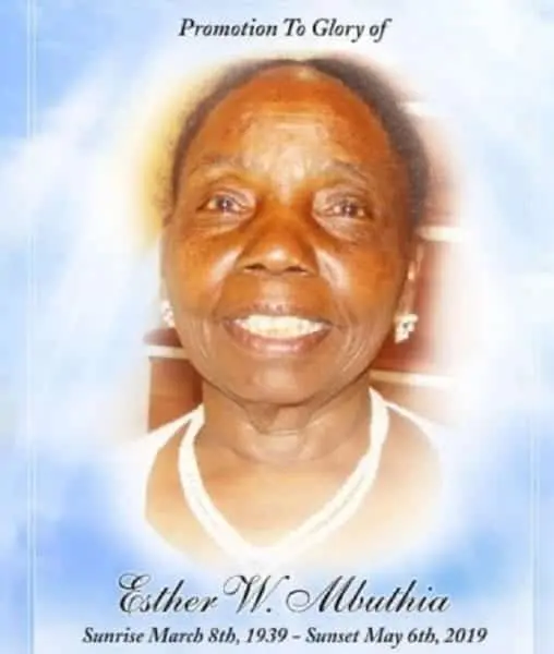 Promotion To Glory of Esther Mbuthia of Silver Spring, Maryland