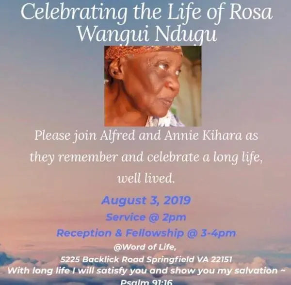 Celebrating The Life Of Rosa Wangui Ndungu, Mother to Anne Kihara Of VA