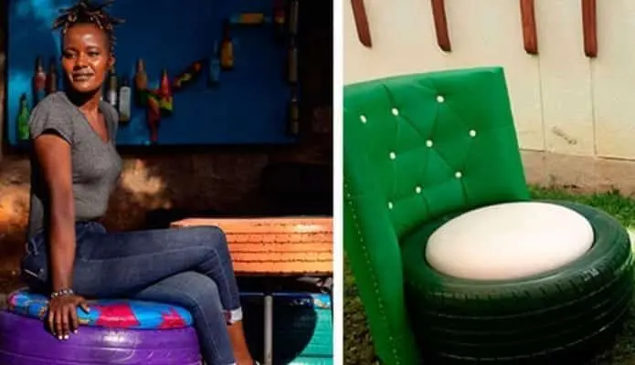 Kenyan woman Lydiah Kabiru who transforms discarded tires into treasure