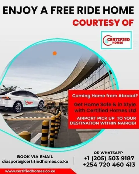 Free Ride From The Airport for Kenyan Diaspora Courtesy Of Certified Homes 1 Free Ride From The Airport for Kenyan Diaspora Courtesy Of Certified Homes