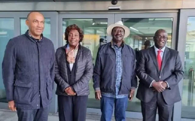 Raila, Atwoli, Peter Kenneth and Charity Ngilu arrives in the UK