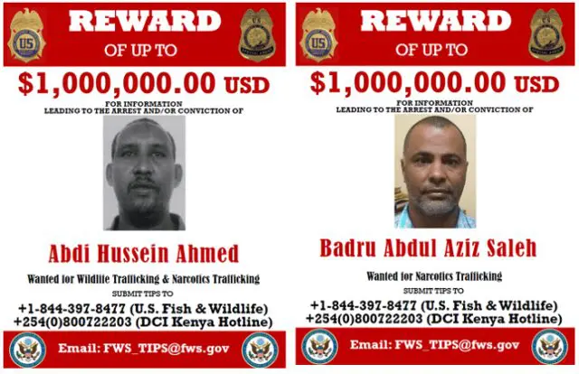 US offers Sh200m cash reward for two Kenyans wanted over wildlife crimes 1 US offers Sh200m cash reward for two Kenyans wanted over wildlife crimes