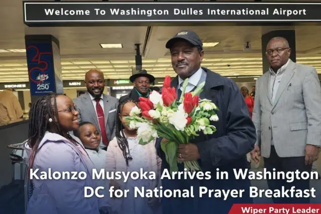 Kalonzo Arrives in Washington DC for National Prayer Breakfast