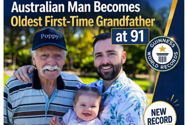 Australian Man Becomes Grandfather at 91, Sets World Record 1 Australian Man Becomes Grandfather at 91, Sets World Record