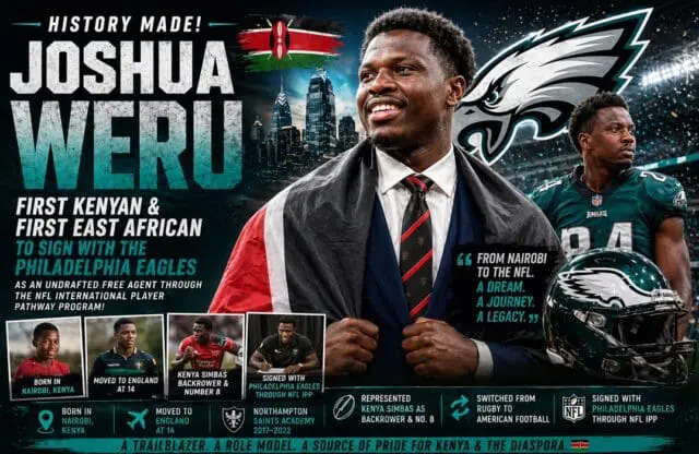 Kenyan Joshua Weru Makes History with Philadelphia Eagles 1 Kenyan Joshua Weru Makes History with Philadelphia Eagles