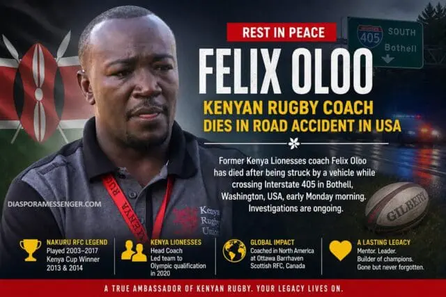 Tragic: Kenyan Rugby Coach Felix Oloo Dies in US Accident 1 Tragic: Kenyan Rugby Coach Felix Oloo Dies in US Accident