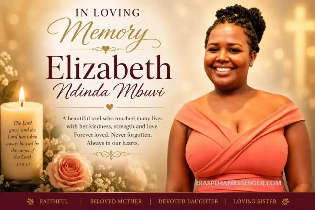 In Loving Memory of Elizabeth Ndinda Mbuvi of Maryland 1 In Loving Memory of Elizabeth Ndinda Mbuvi of Maryland