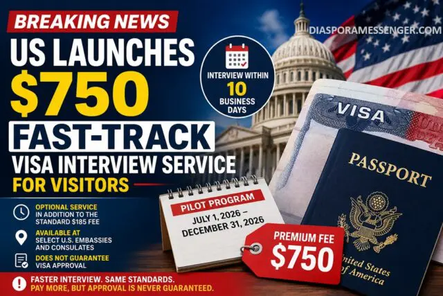 Breaking: US Launches $750 Fast-Track Visa Interview Service 1 Breaking: US Launches $750 Fast-Track Visa Interview Service
