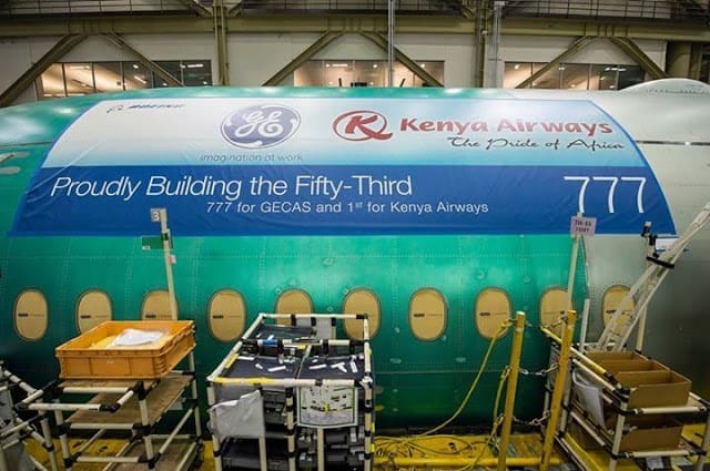 Kenya Airways Dreamliner under construction at Boeing Workshop