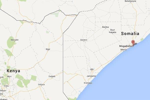 A map showing the location of Somalia's capital Mogadishu.