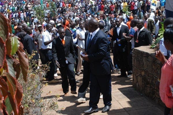 Cord's 'Men in Black' at the Uhuru Park rally, May 31, 2014. DENISH OCHIENG