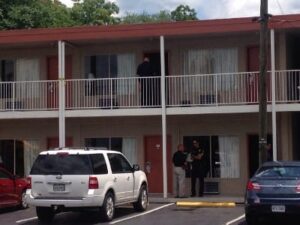 The Roanoke Police Department is conducting a death investigation after a body was found Monday morning inside of a room at the Rodeway Inn Civic Center in Roanoke.-Shannon Allen/WDBJ7