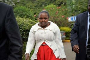 Josephine Kabura arriving at the Ethics and Anti-Corruption Commission's offices at Integrity Centre in Nairobi on April 19, 2016 where she had been summoned over the ongoing investigations on the alleged loss of Sh791million at National Youth Service. PHOTO | SALATON NJAU | NATION MEDIA GROUP