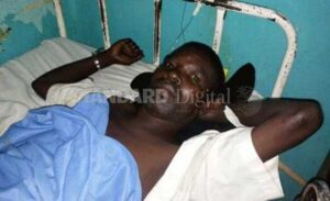 Saleh Wanjala 41, the Man who shocked the world by hanging on the helcopter in Bungoma in his hospital bed at Bungoma County Referral Hospital. [PHOTO: TITUS OTEBA/STANDARD].