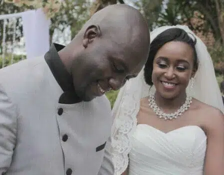 HAPPY DAY: Media personalities Dennis Okari and Betty Kyallo all smiles during their wedding in October 2015.