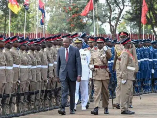 President Uhuru Kenyatta during the passing-out parades for KDF recruits /PSCU
