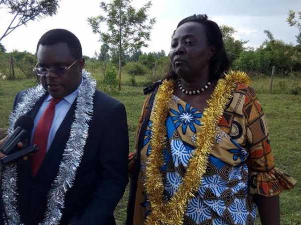 Bungoma Governor Kenneth Lusaka and with county woman representative Reginalda Wanyonyi at Sangalo cultural center in Kanduyi subcounty during celebrations on July 25, 2015. /BRIAN OJAMAA