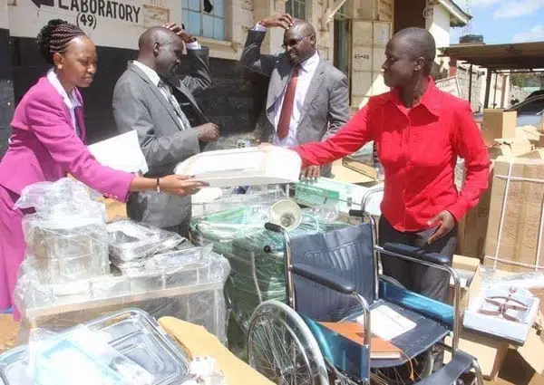 Uasin Gishu County health officials distribute medical equipment to hospitals on December 7, 2015. It has been revealed that reluctance on the part of Homa Bay County Government resulted in the holding of medical equipment in Mombasa port for 19 months. PHOTO | JARED NYATAYA | NATION MEDIA GROUP