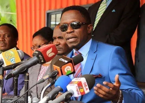 Orange Democratic Movement (ODM) Secretary-General Ababu Namwamba addresses the media at Orange House on June 29, 2016. Mr Namwamba said he would neither support nor participate in activities that seem to promote division. PHOTO | JEFF ANGOTE | NATION MEDIA GROUP