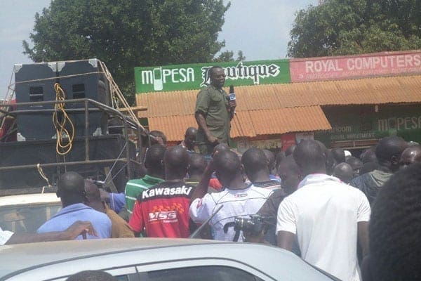 Funyula MP Paul Otuoma addresses residents of Bumala in Busia County. PHOTO | KEN | OKWACH | NATION MEDIA GROUP