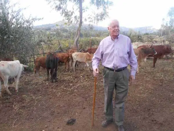 Former US Ambassador to Kenya Michael Rannerberger with the 20 cows that he paid as dowry to his mother-in-law Grace Mesopirr for his Kenyan wife Ruth Konchellah on Tuesday August 30, 2016 at Ololchani village in Trans Mara West subcounty / EDWIN NYARANGI