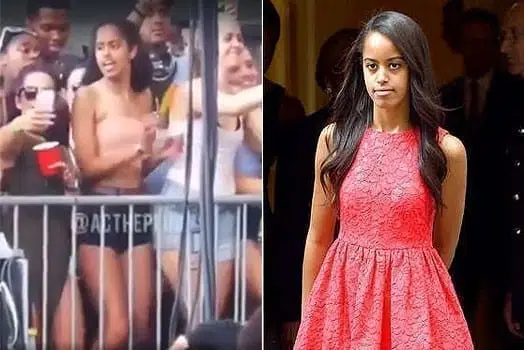 LEFT: A screenshot of the video that captured Malia Obama twerking at a music festival. RIGHT: Malia at official function.