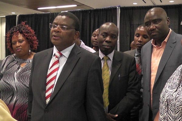 Kenya's ambassador to the US Njeru Githae (second left) with director of Diaspora affairs Washington Oloo and a director of Kingspride Properties Maj (Rtd) David Karau and other delegates during last year's property exhibition held in Dallas, Texas. PHOTO | CHRIS WAMALWA | NATION MEDIA GROUP