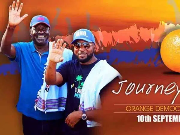 ODM leader Raila Odinga with deputy party leader Hassan Joho (Mombasa Governor) on a poster for their 10th anniversary celebrations that will take place at Mombasa's Tononoka grounds on September 10, 2016. /COURTESY