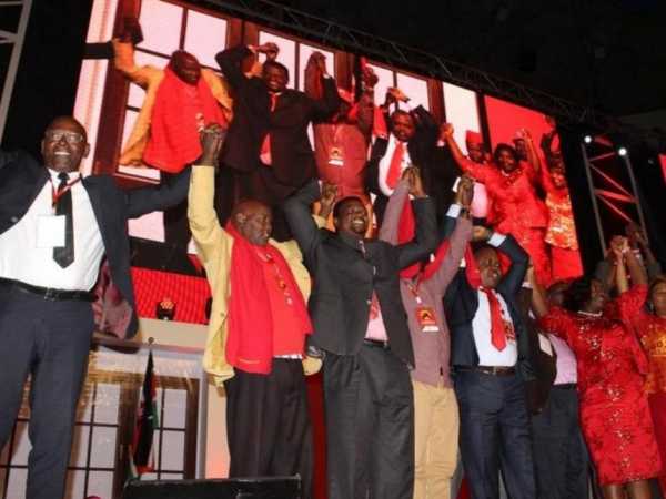 Some of the opposition MPs who defected to Jubilee Party during the national convention meeting at Safaricom Stadium Kasarani in Nairobi, September 10, 2016. /FILE