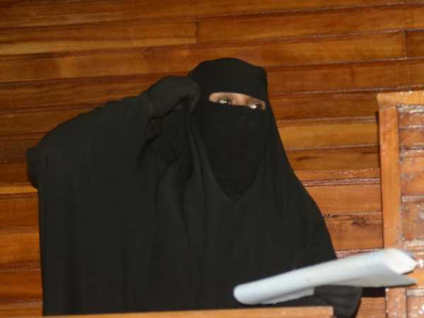 A file photo of Aboud Rogo’s wife Haniya Saggar during a case on her husbands' murder. /FILE