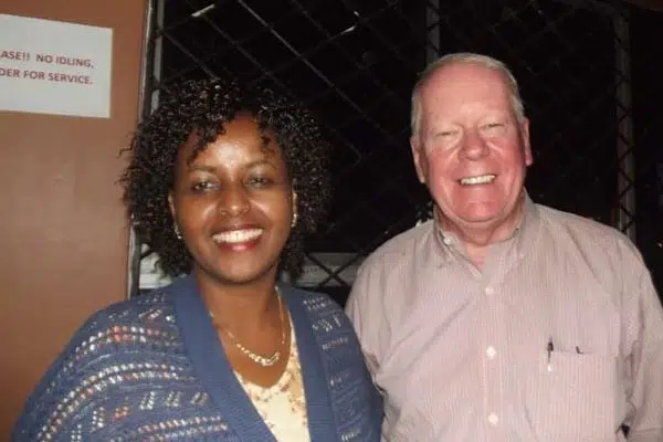 Former US Ambassador to Kenya Michael Ranneberger and his Maasai wife Ruth Konchella at Lenamo Springs Hotel in Kilgoris Town on August 30, 2016. PHOTO | RUTH MBULA | NATION MEDIA GROUP
