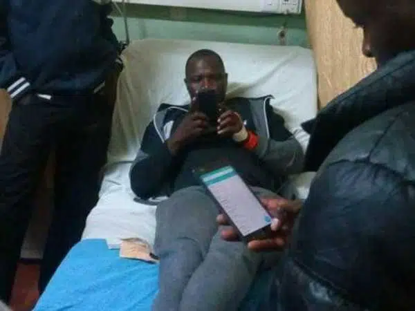 World Javelin champion Julius Yego at Mediheal Hospital in Eldoret town following an accident on the night of October 23, 2016. /COURTESY