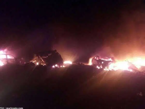 A photo of some of the vehicles involved in the grisly road accident along the Nairobi-Nakuru highway on Saturday night./Courtesy 